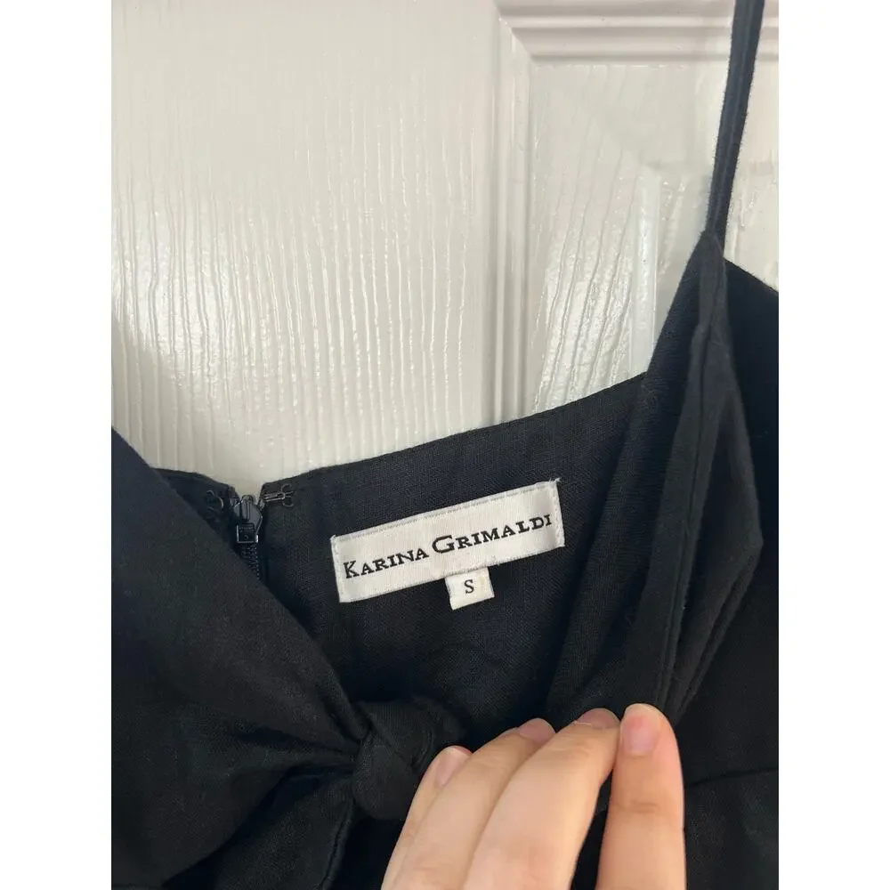 Karina Grimaldi Nelia Black Linen Bow Front Jumpsuit Revolve - Picture 5 of 9